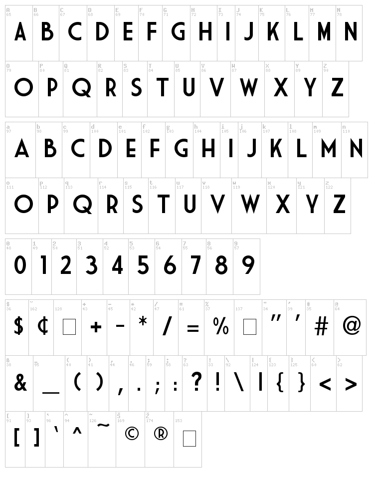 Market Deco font map