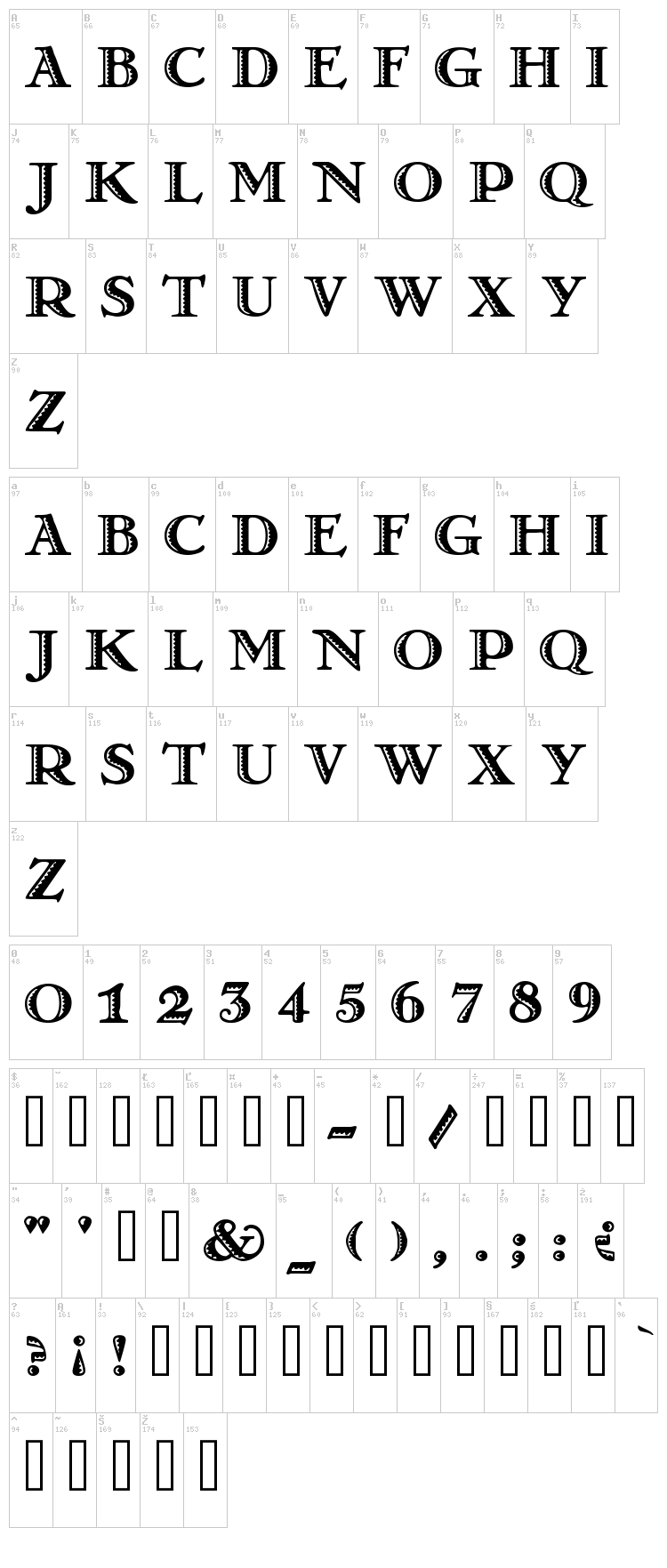 Matador font map