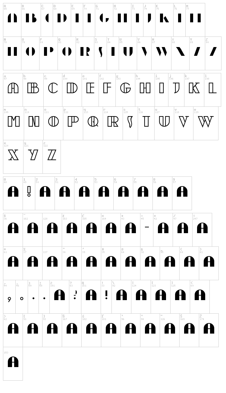 Moebius font map