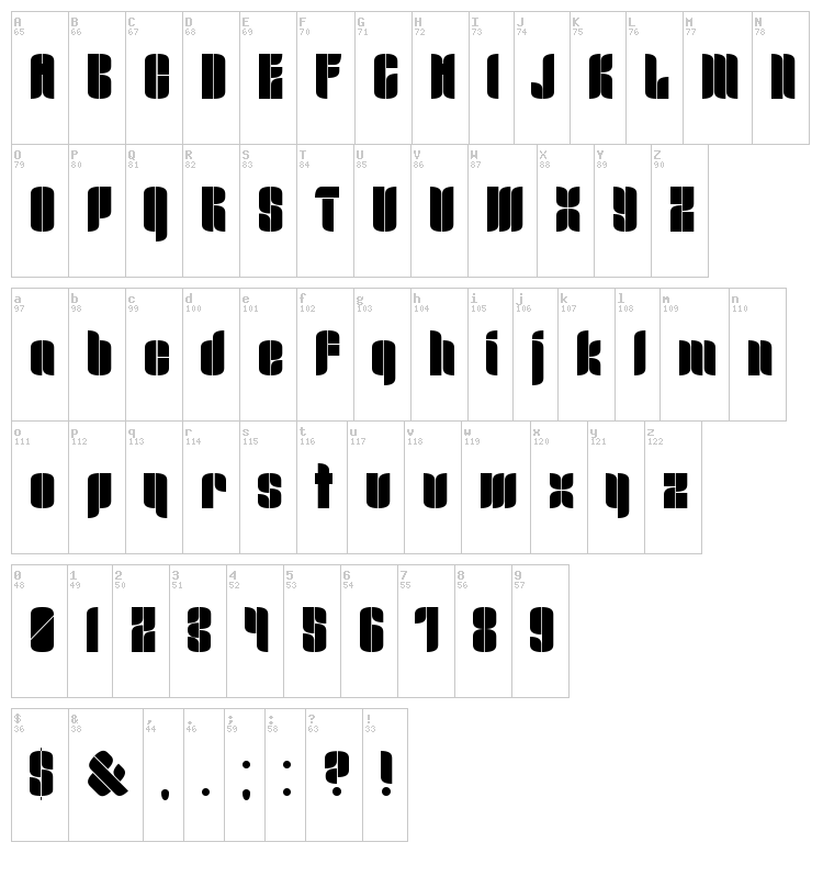 Mr.B Dull font map