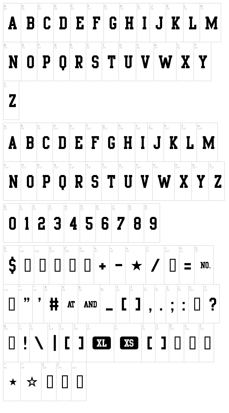 Porn Star Academy font map