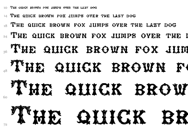 Rough Tuscan font waterfall
