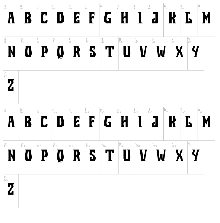 ShadesRech0 font map