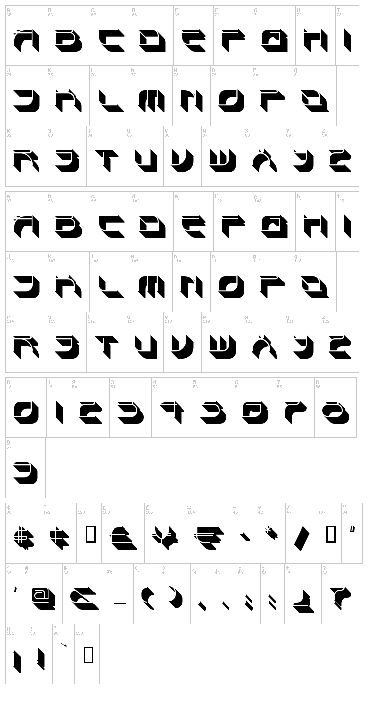 Spondulix NF font map