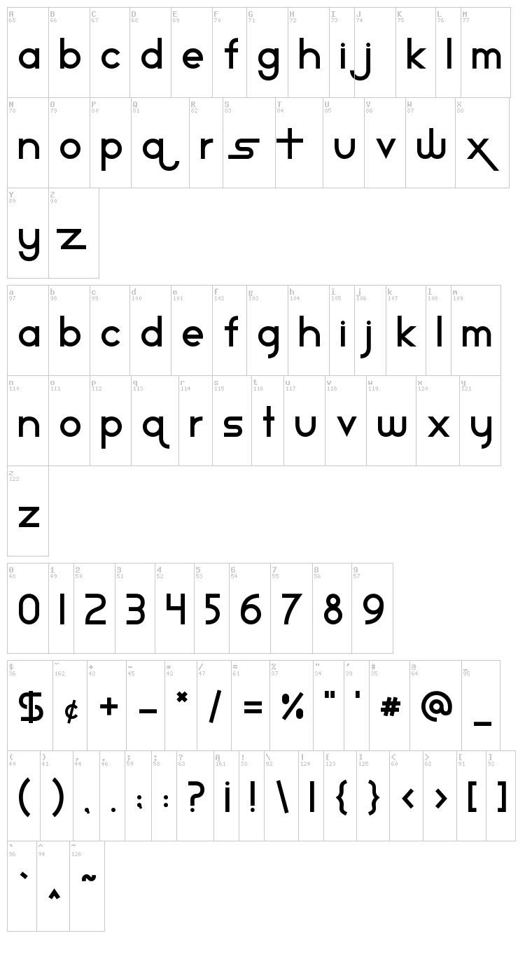 Star Avenue font map