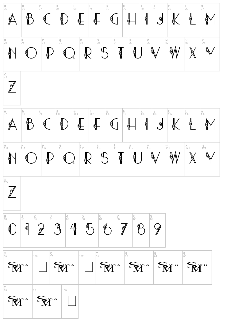 Stardust 06 font map