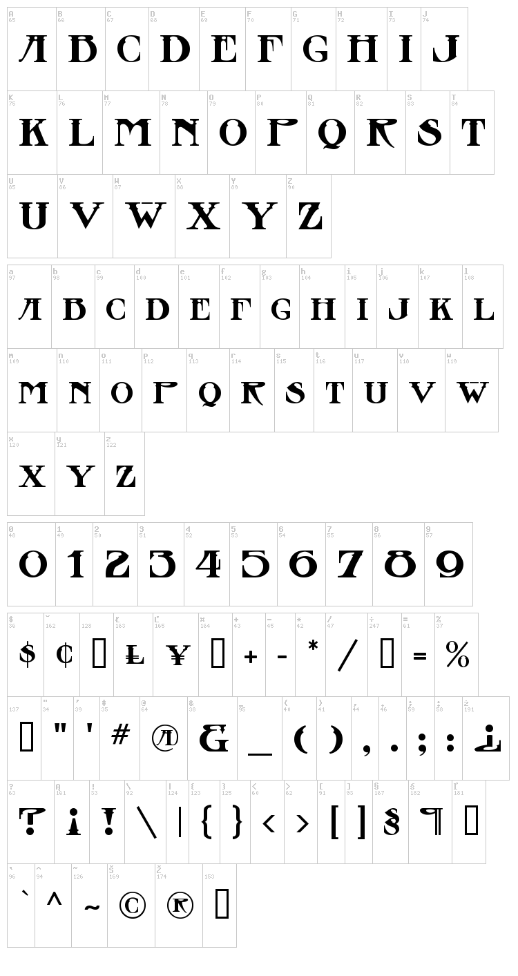 Stowaway font map