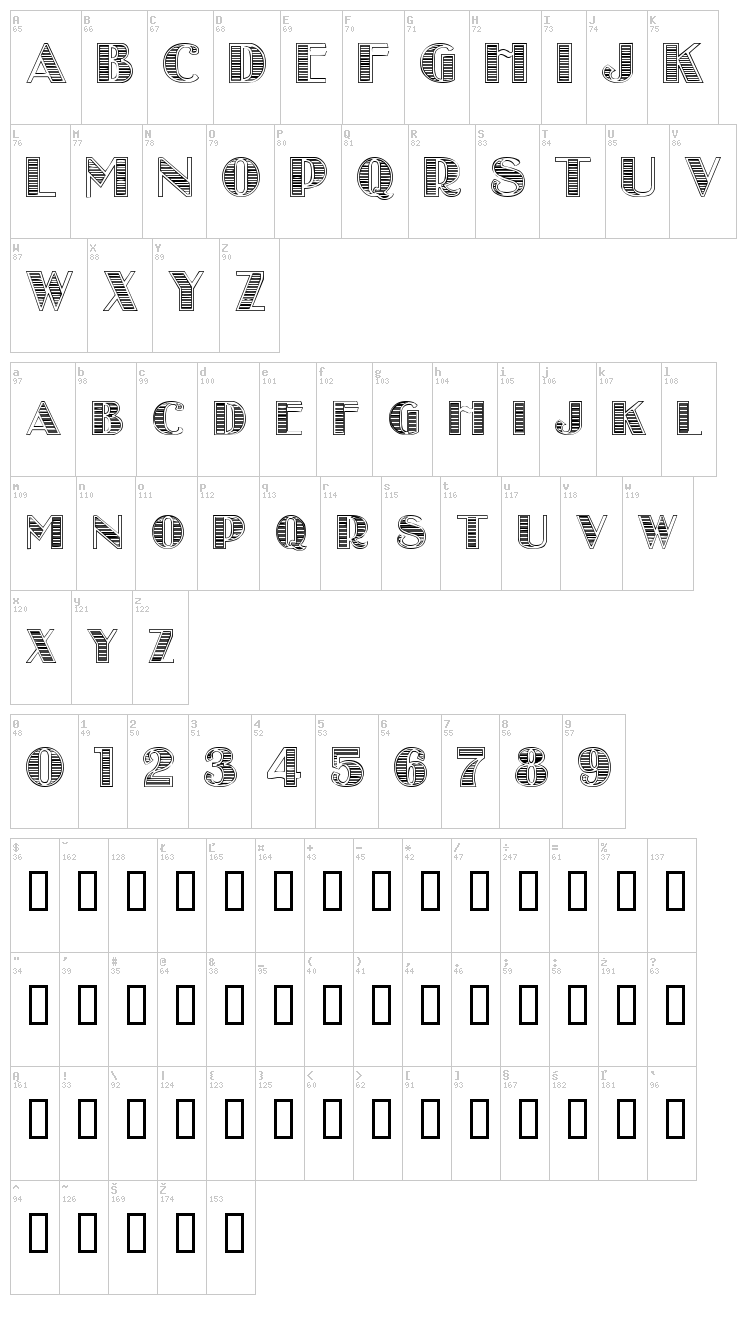 Stripes Caps font map