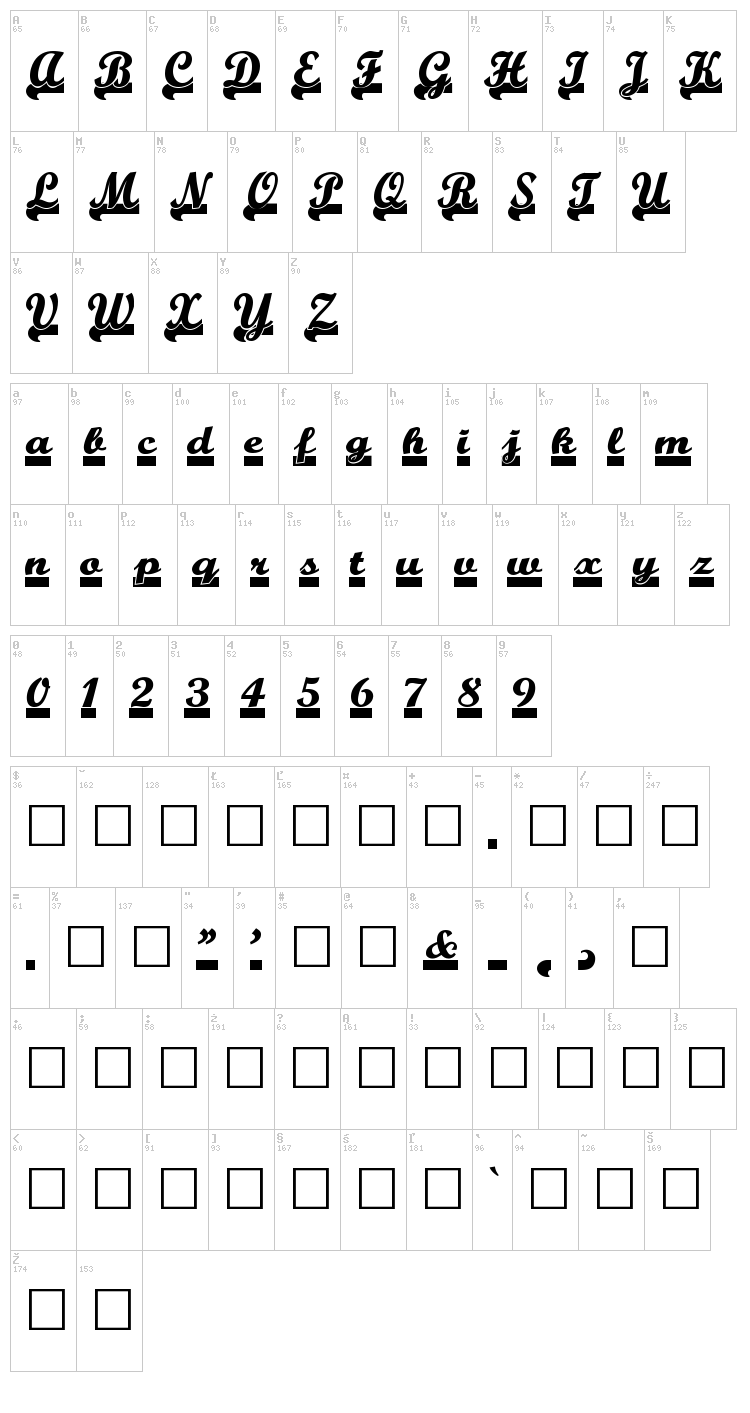 Team Spirit font map