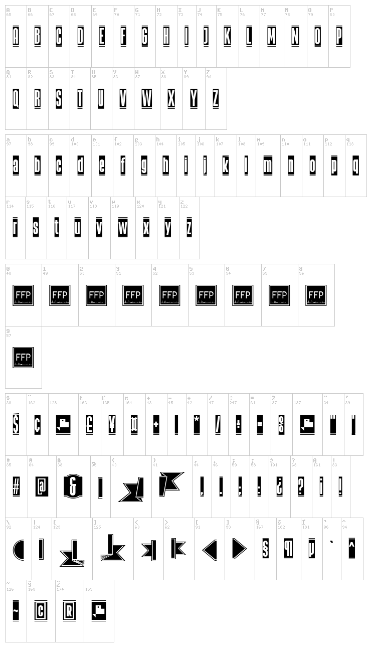 The Black Box font map