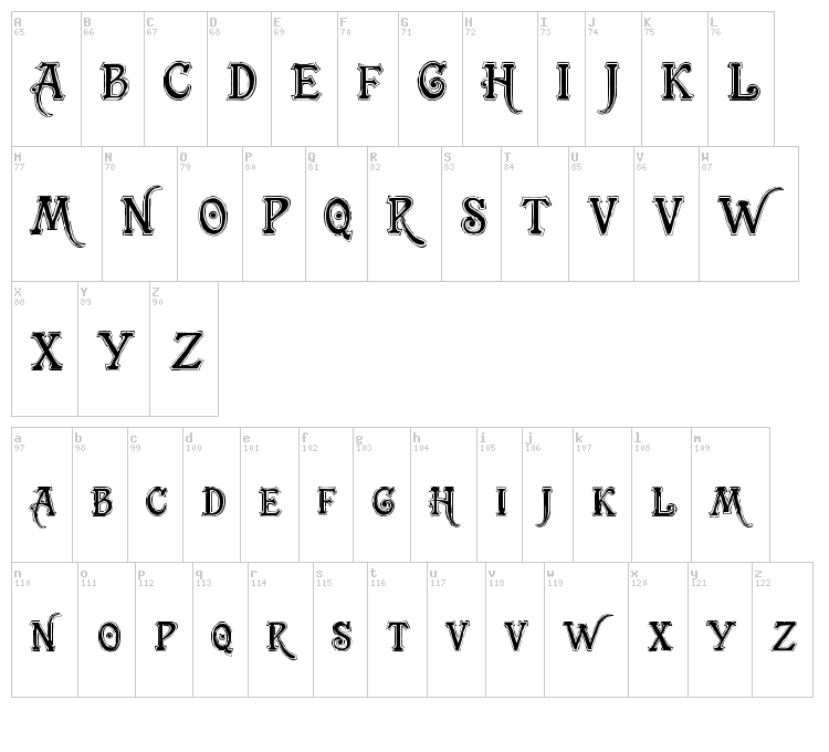 TrashBarusa font map