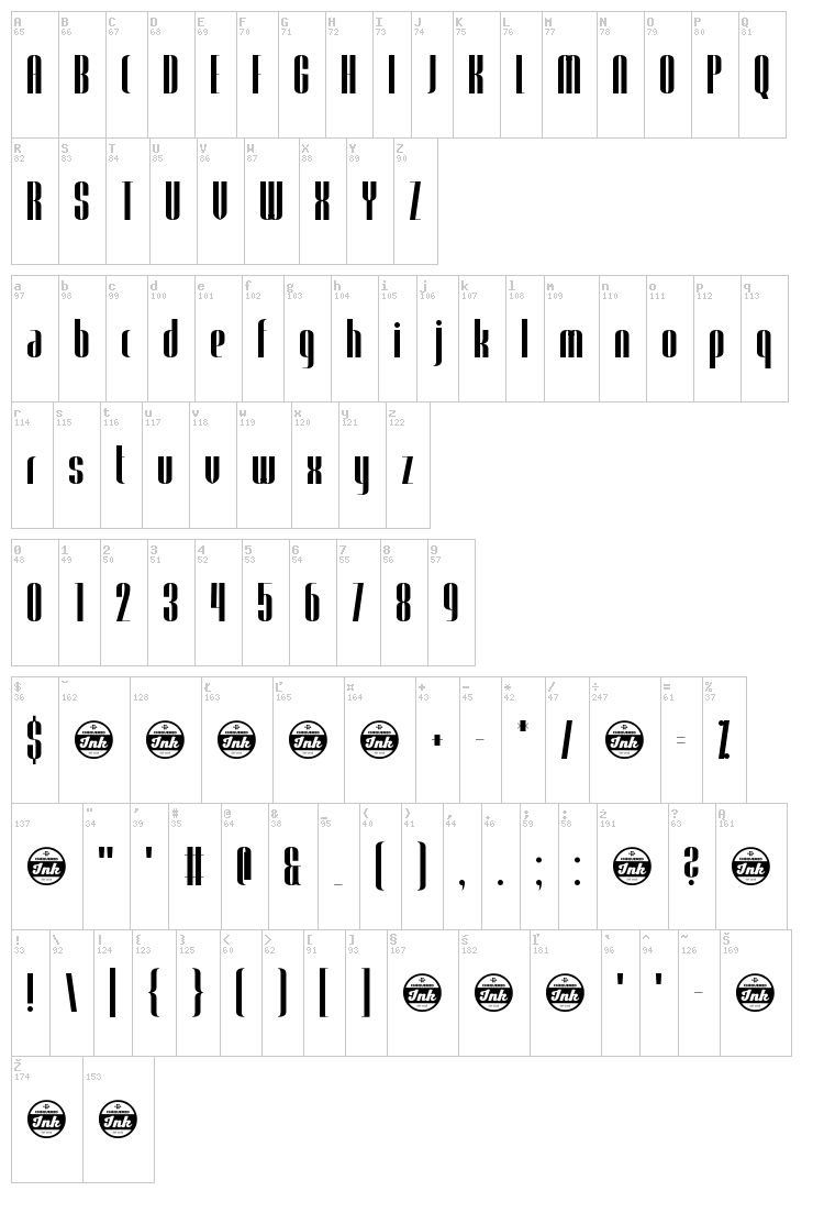 Trendgetter font map