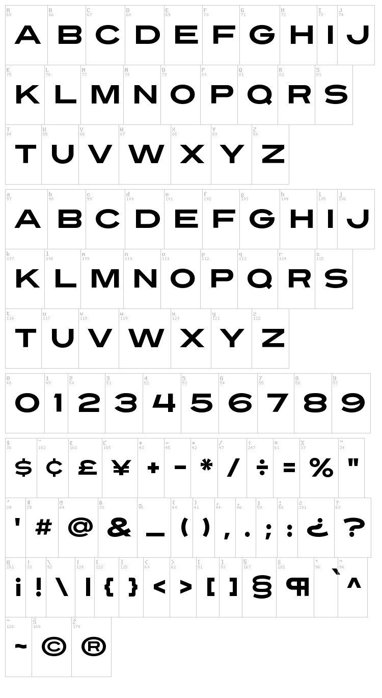 Turnpike font map