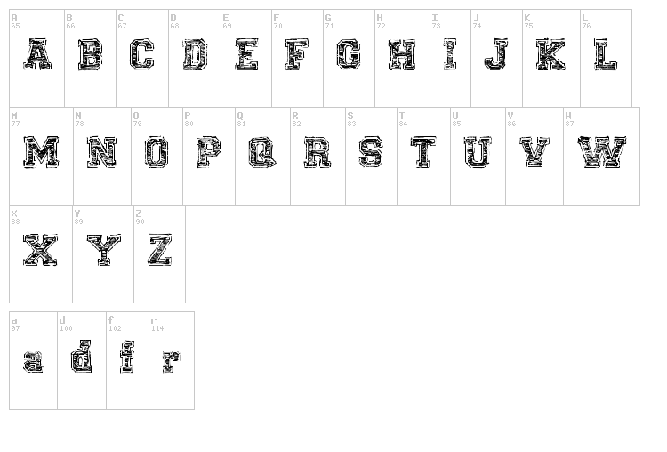 Universal College Draft font map