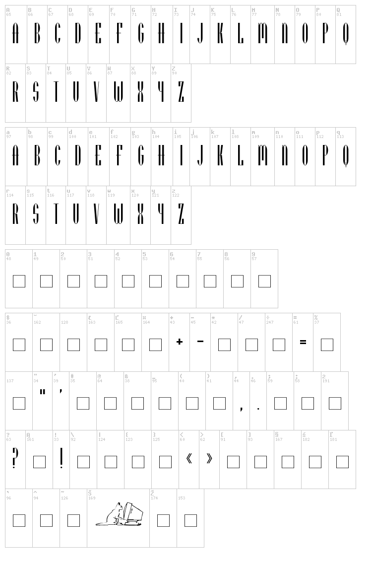 Utusi Star font map