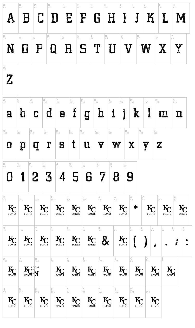 Varsity Playbook font map