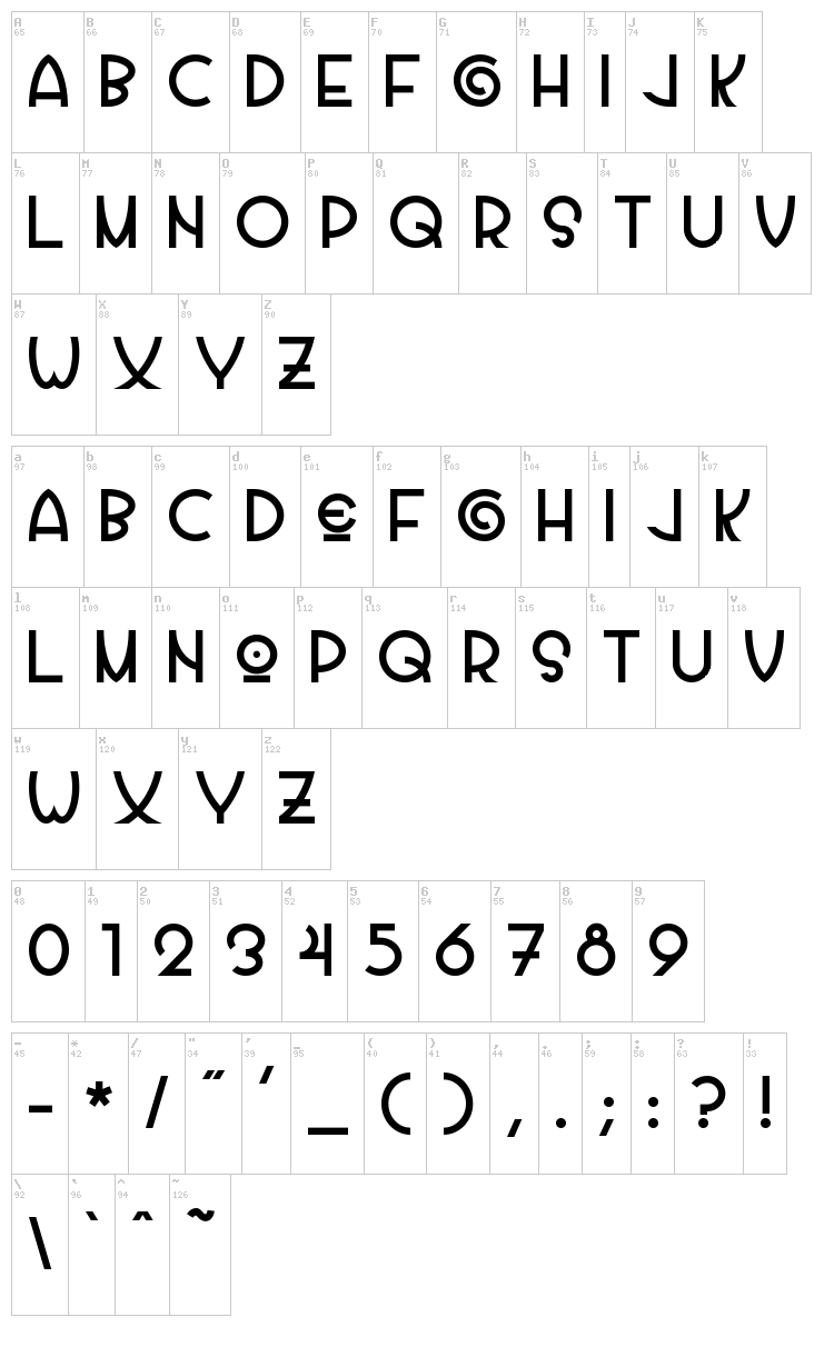Vila Morena font map