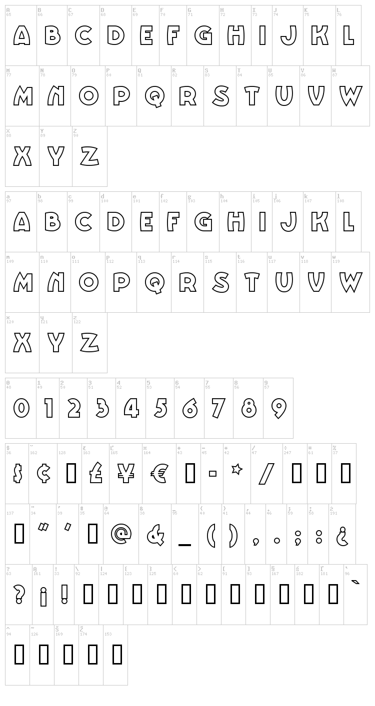 Vinnie Boom Bah NF font map