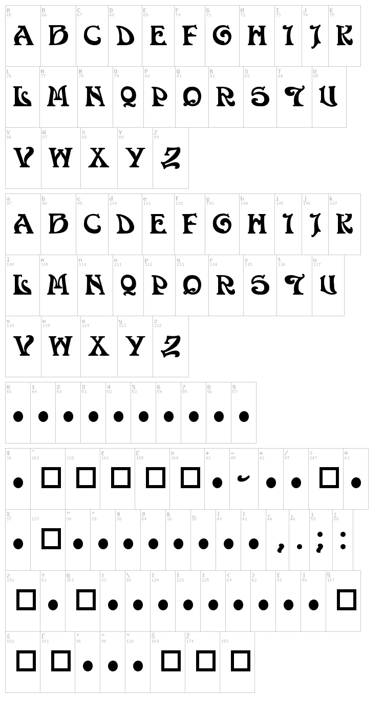 Volan font map