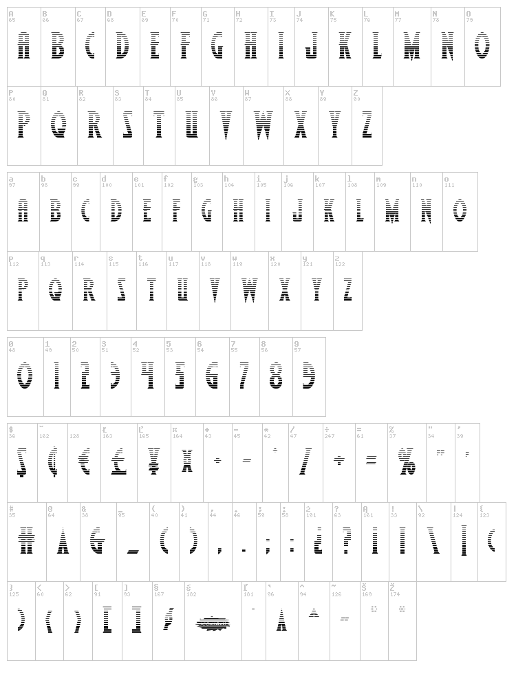 Wolf's Bane II font map