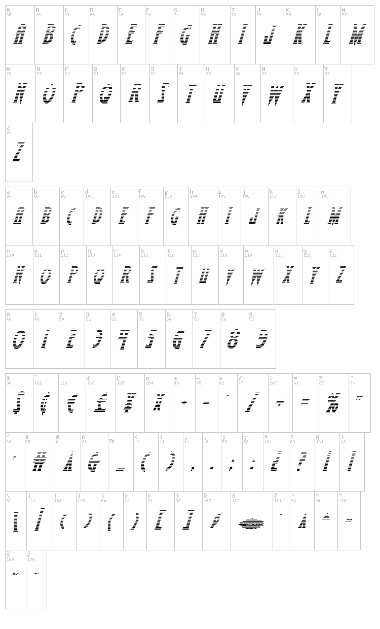 Wolf's Bane II font map