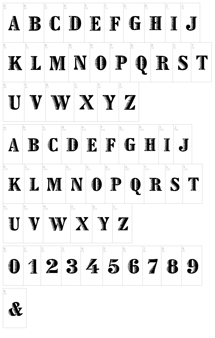 Zebraesq font map