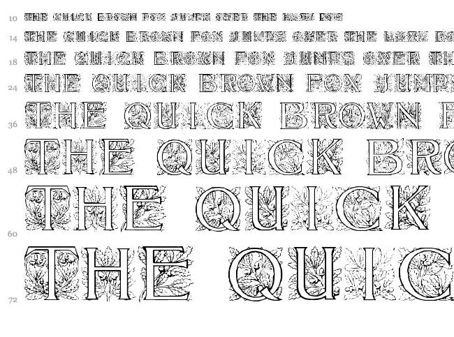 Acorn Initials font waterfall