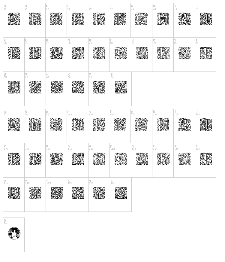Arabesque Initialen font map