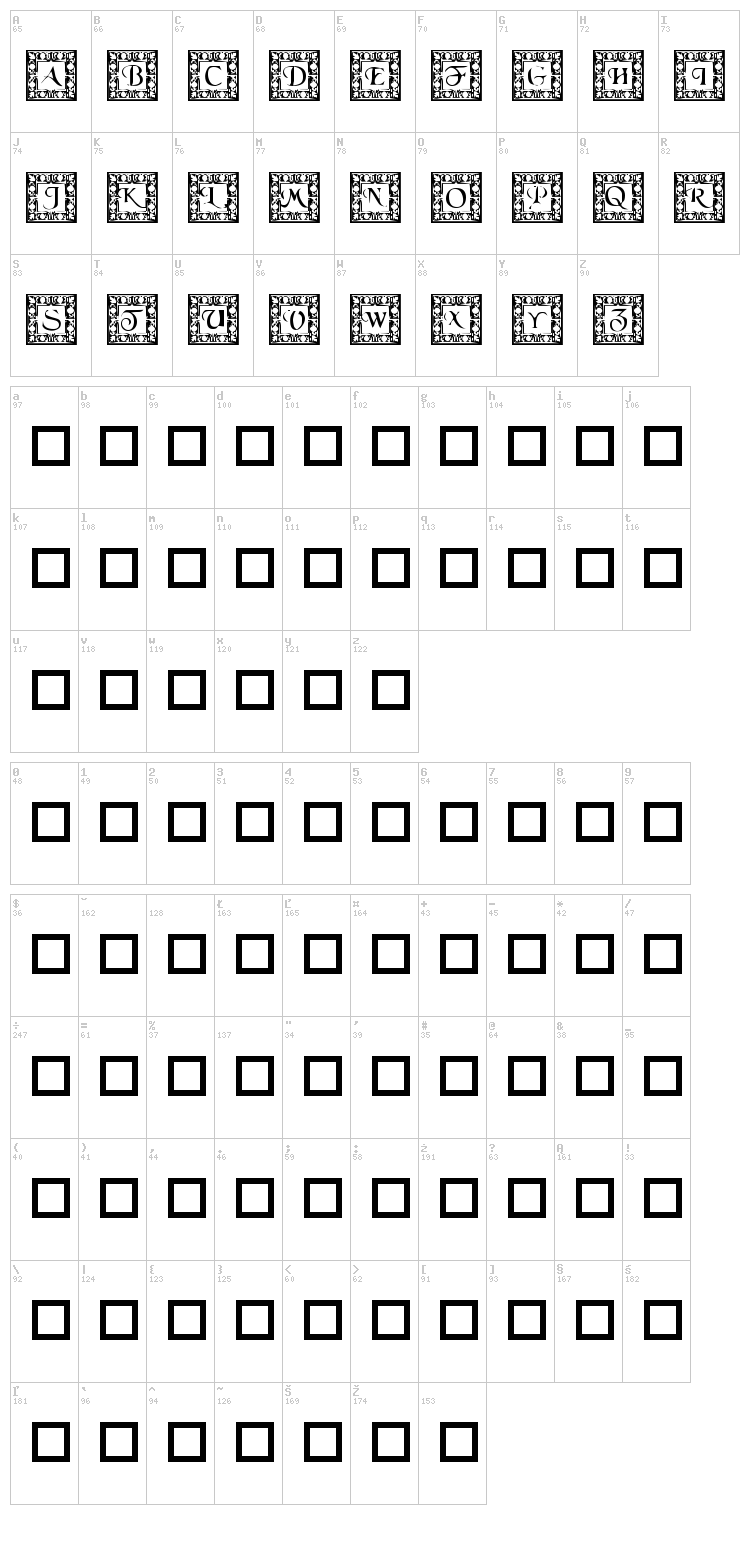 DLFillegreeCaps font map