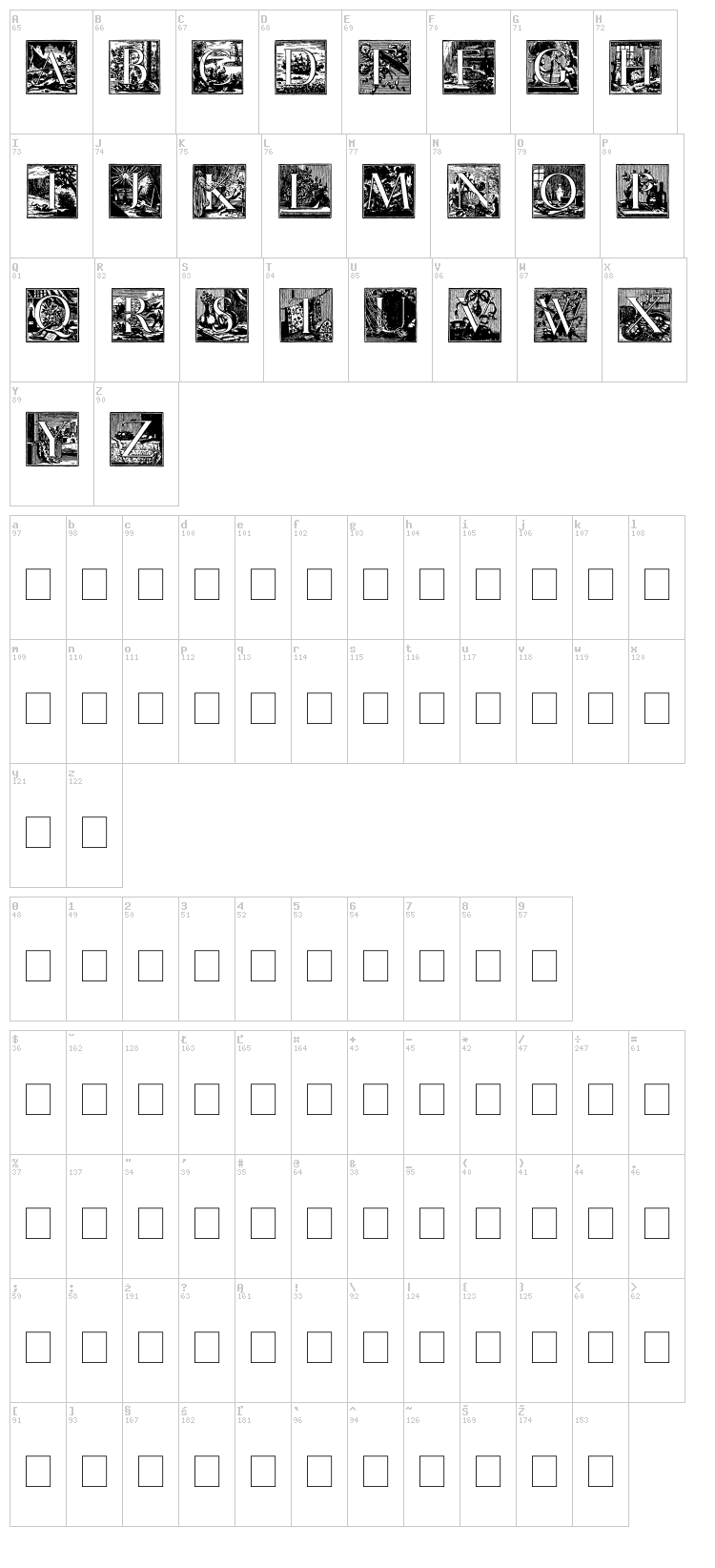 Mysterious Voyage font map