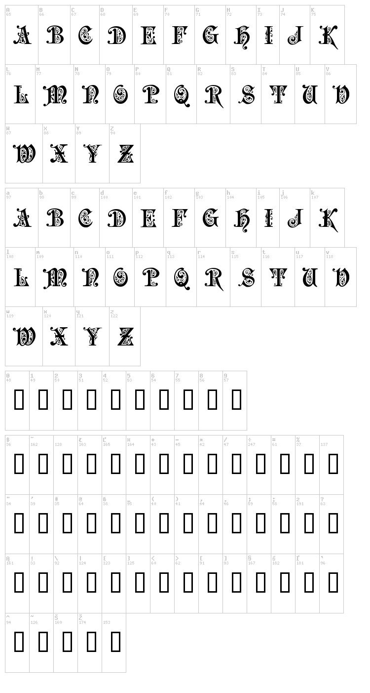 Preciosa font map