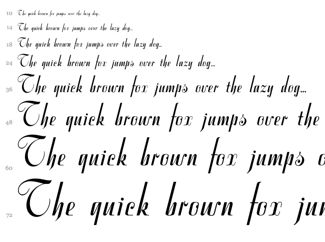 Variante Initials font waterfall