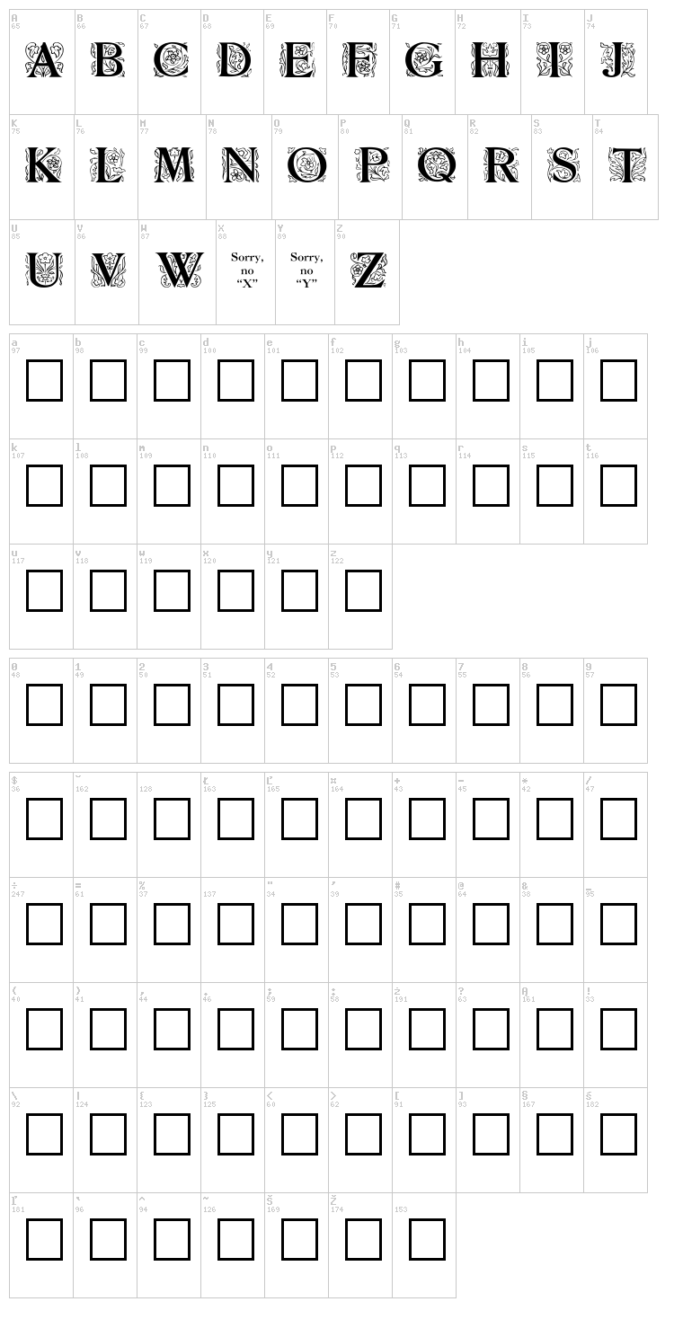 Zallman Caps font map