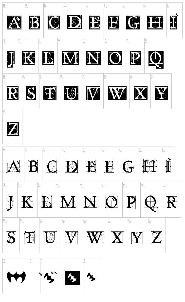 Dancing Vampyrish font map