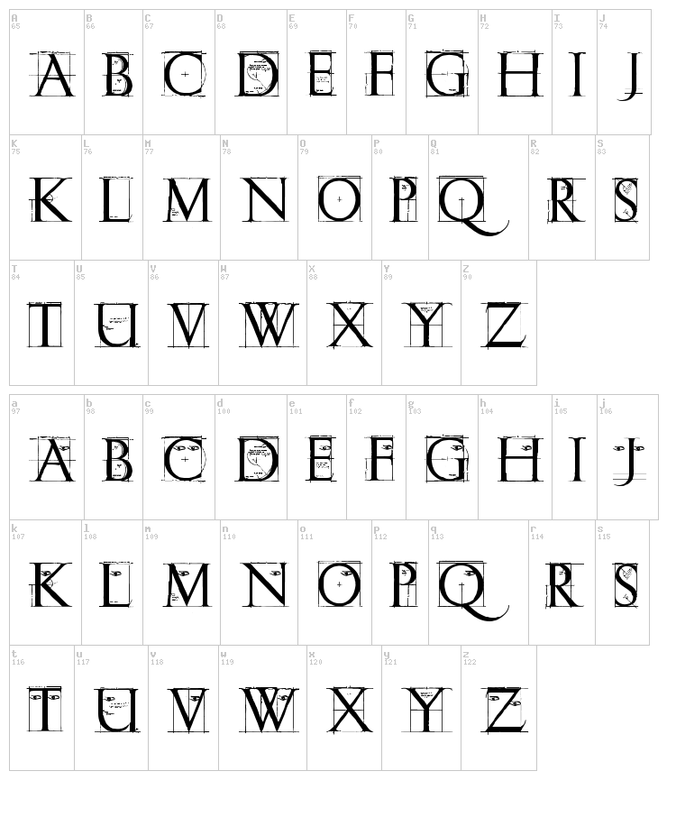 ErikGCaps font map
