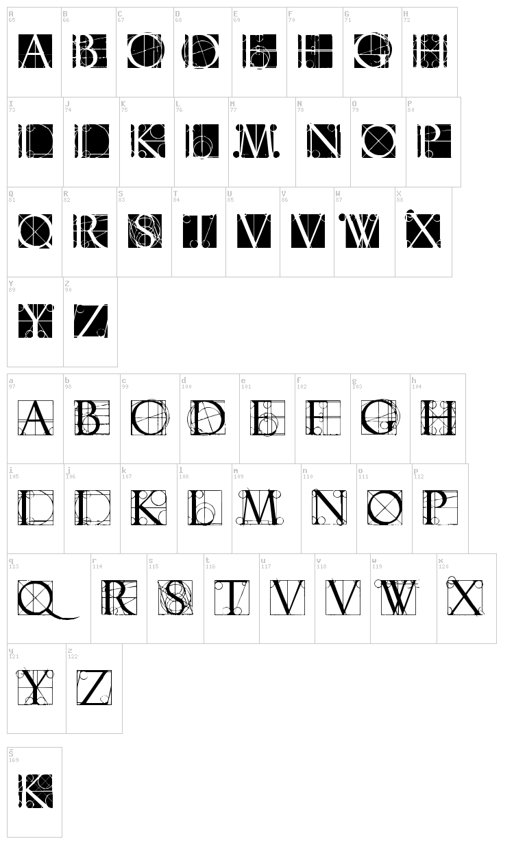 Neudoerffer Scribble Quality font map