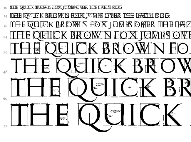 Roman Grid Caps font waterfall