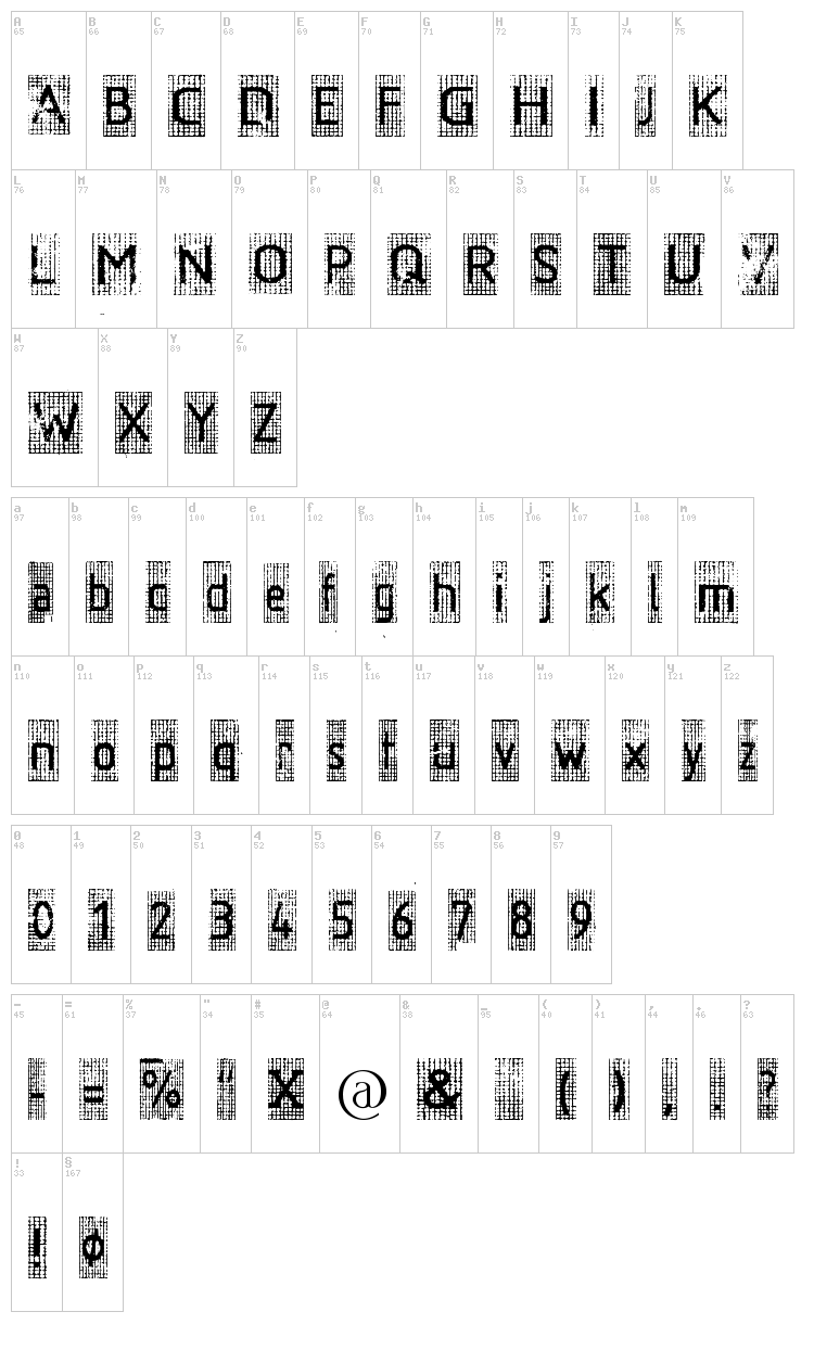 RR Ruitjes font map