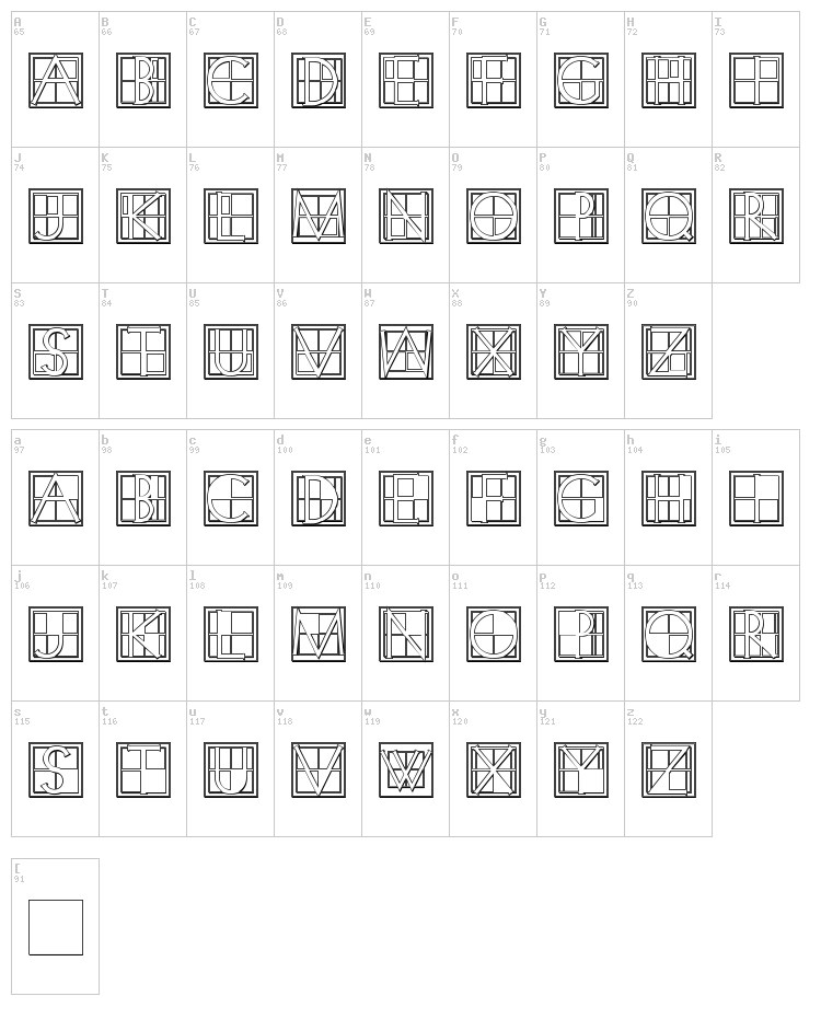 XperimentypoThree font map