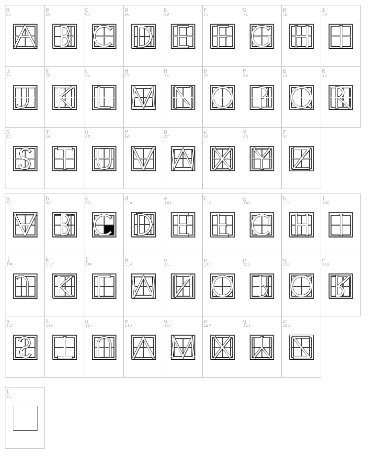 XperimentypoThree font map
