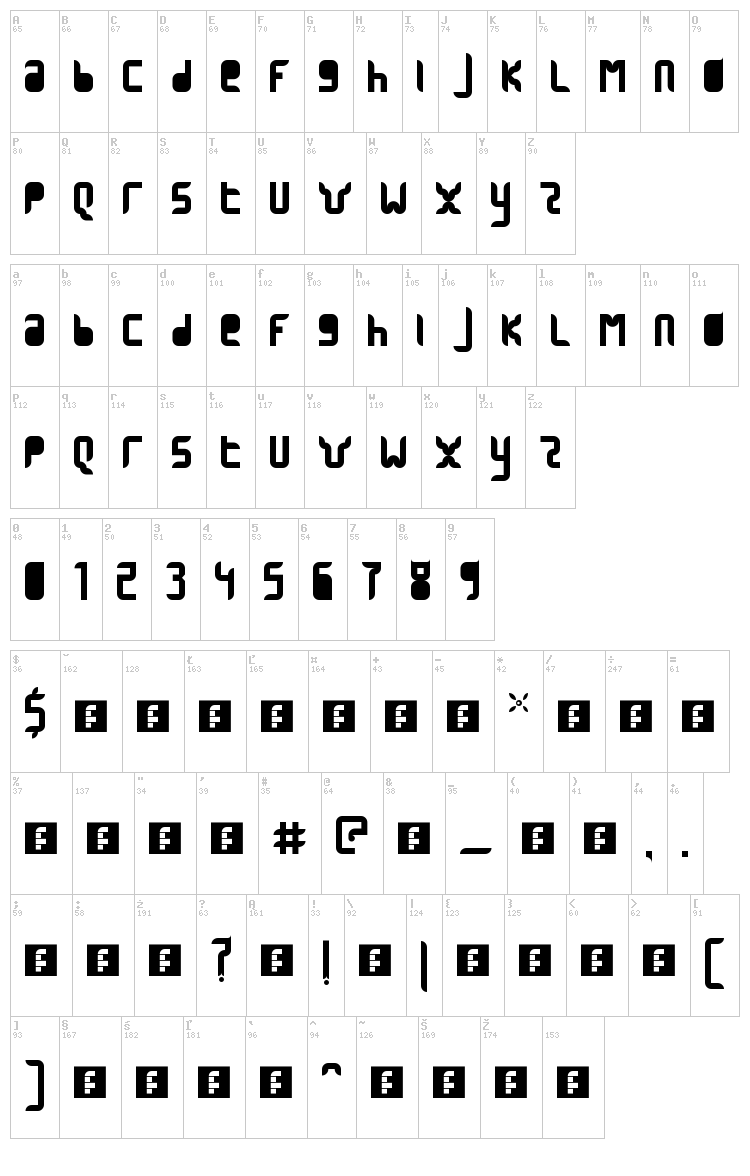 1945 font map