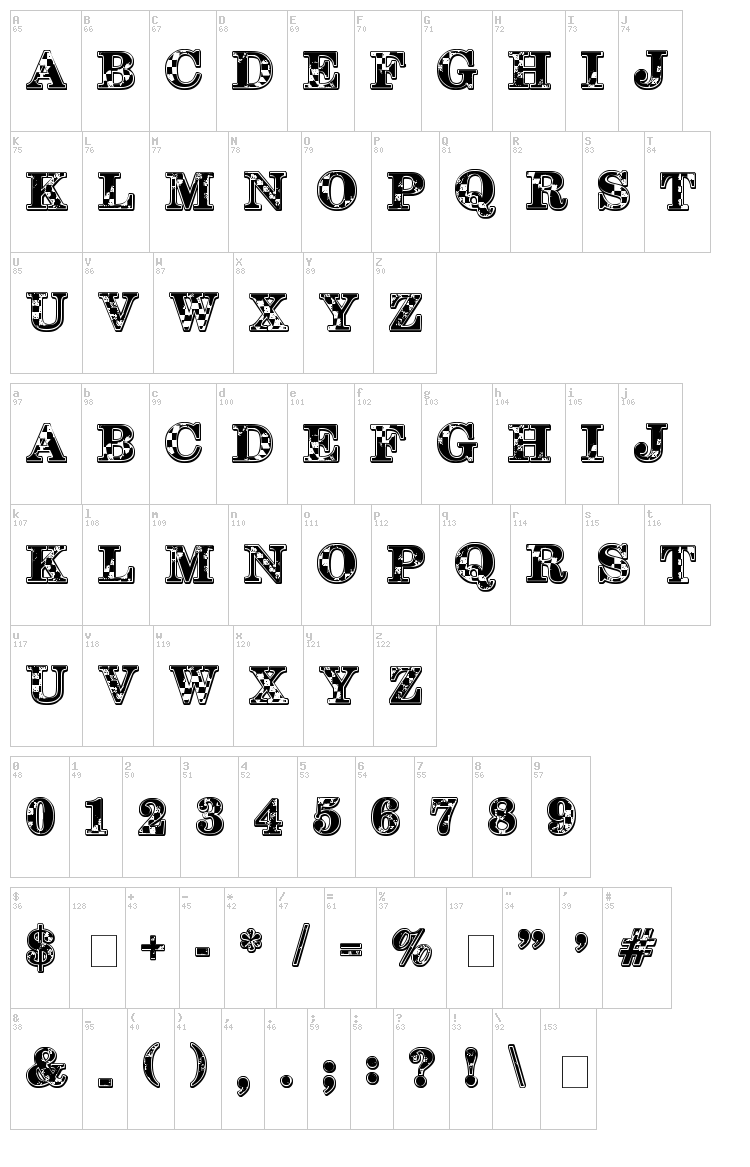 1-2-3 GO! font map