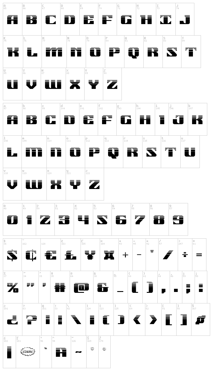 21 Gun Salute font map