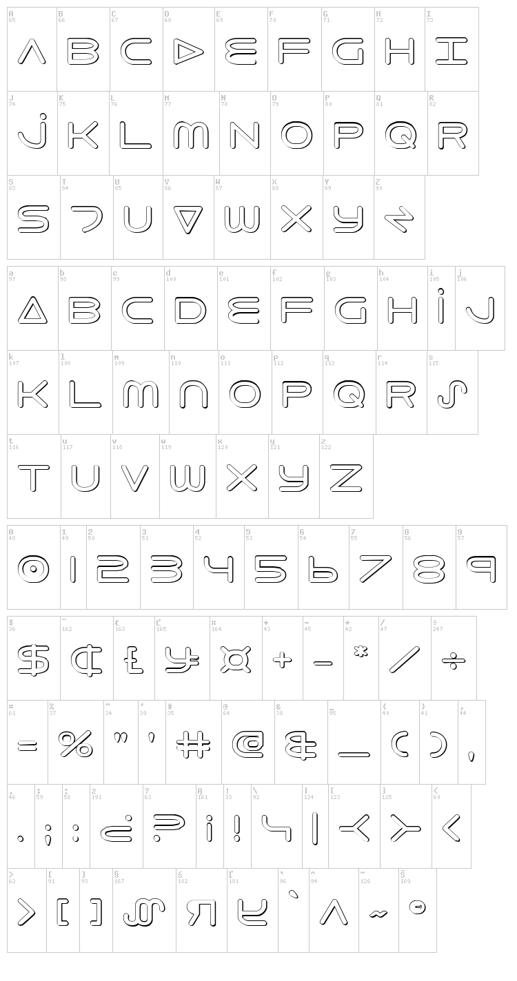 8th Element font map