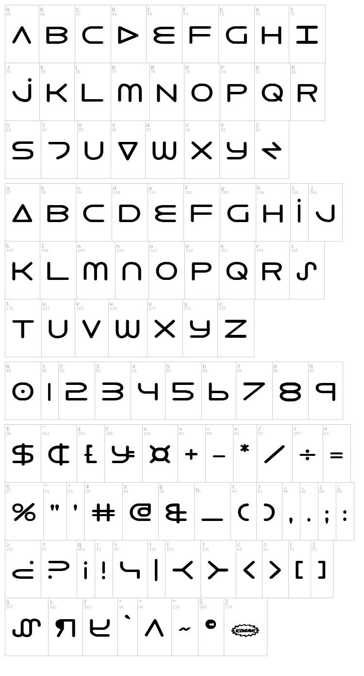 8th Element font map