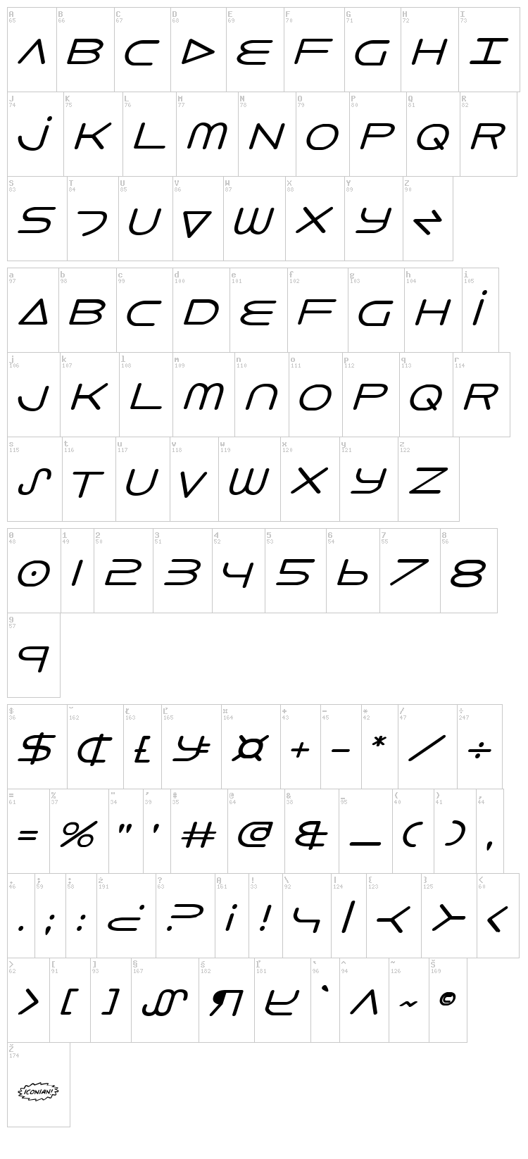 8th Element font map