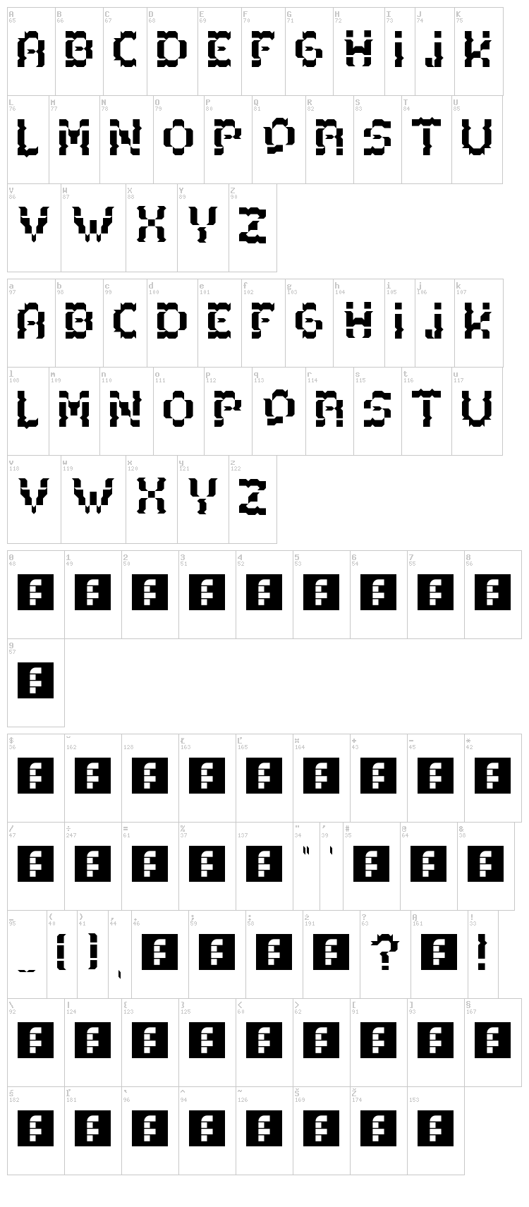 Acacia font map