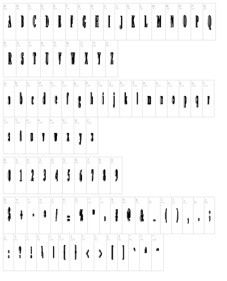 An Irritating Speck font map