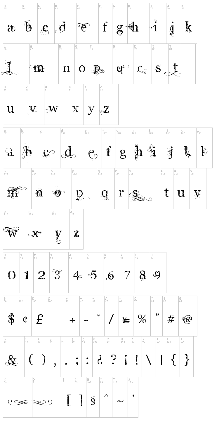 Angelic War font map