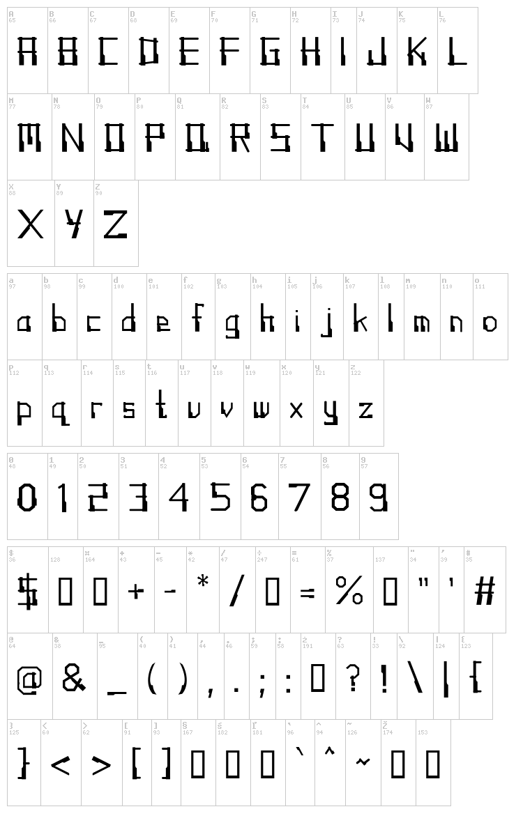 Angklung font map